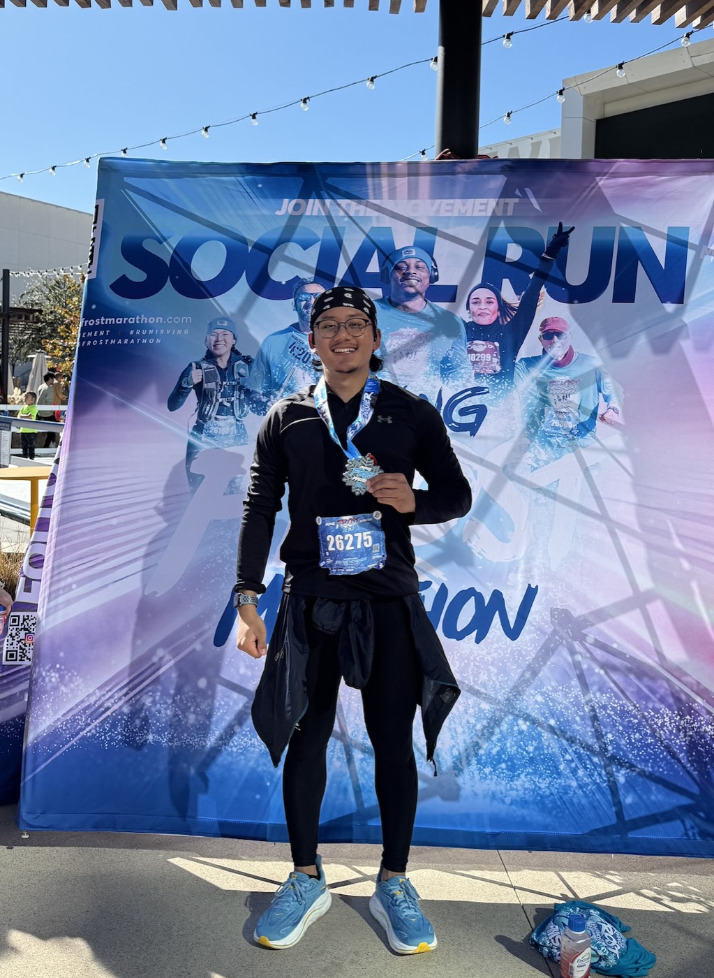 Finisher medal at the Frost Marathon social run